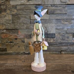 Easter Candlestick Holder 12inch H Mr. Rabbit Dressed for the Garden